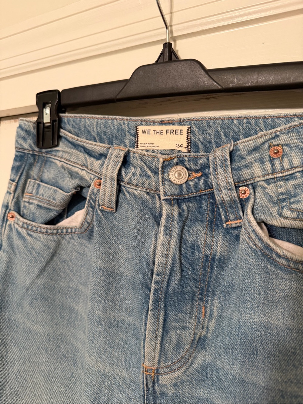 Free People Eden High Slouchy Wide Leg Jeans in Light Blue Wash